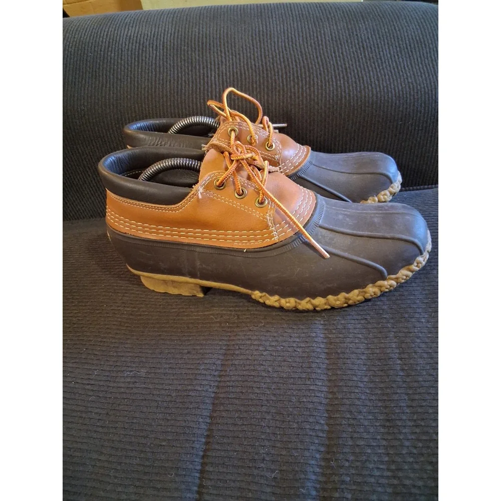LL Bean Men Rubber Moc Duck Boots Brown Leather Waterproof Low Top 8 M Maine